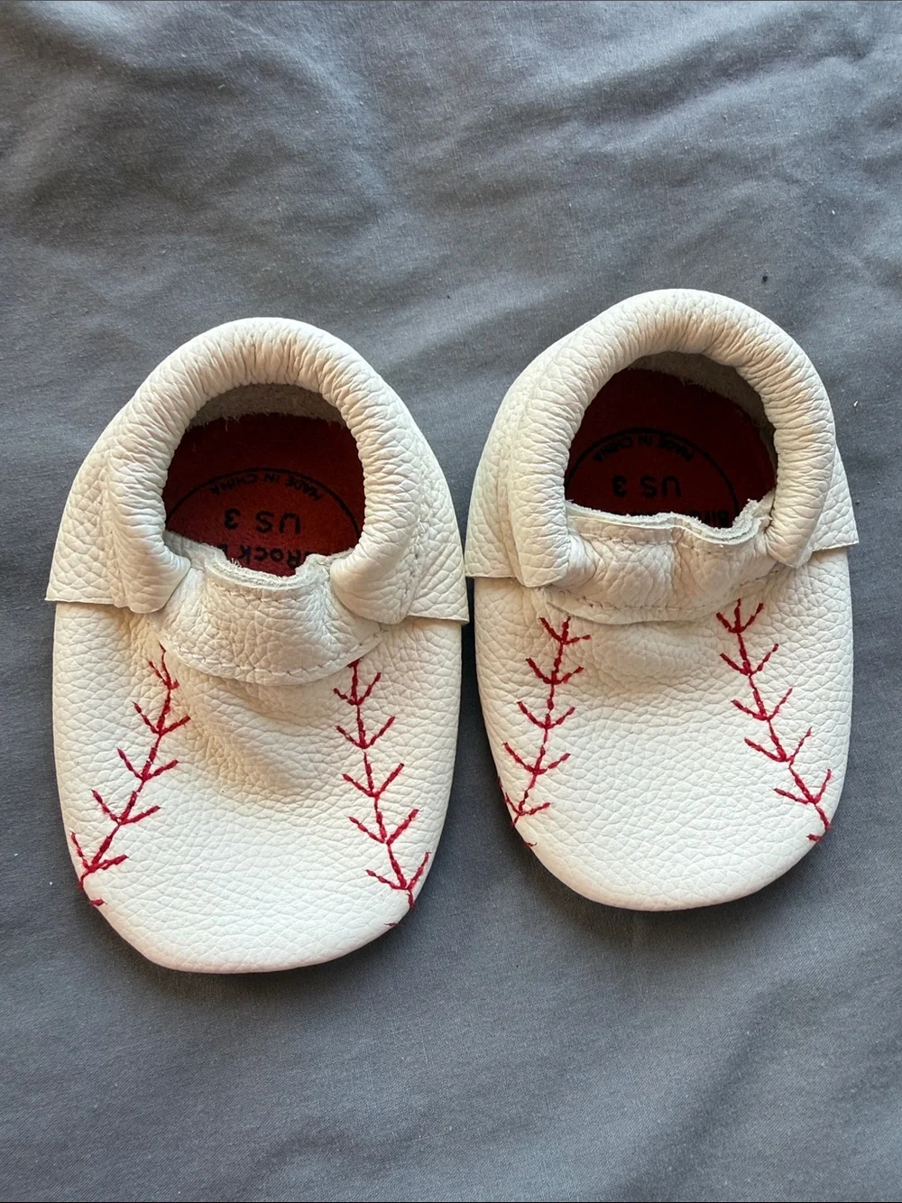 White Baby Soft-Sole Shoes with Red Stitching - Kids Shoes Baby & Walker